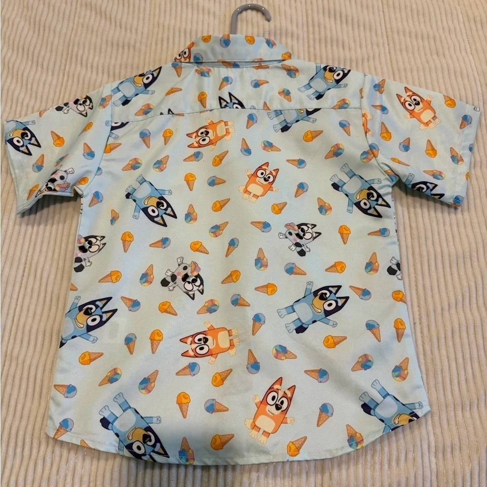 Bluey Print Button Down Shirt Satin